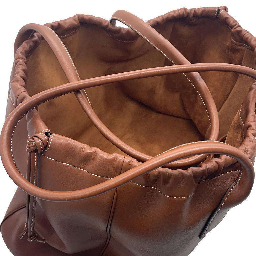 Celine Cabas Drawstring Tote Bag Cuir Triomphe Leather Shoulder - Picture 6 of 12